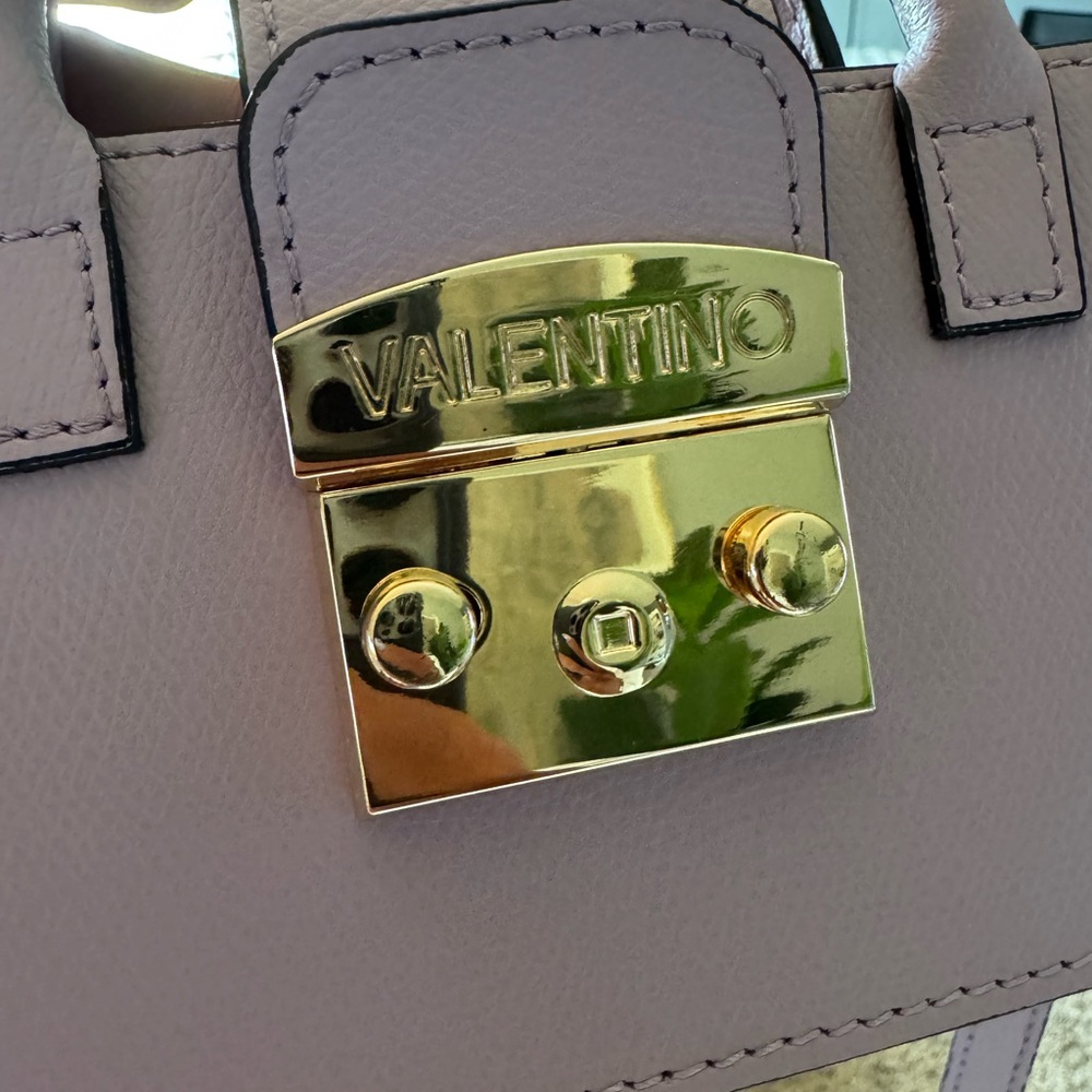 Valentino Purple and Gold Satchel with Luxurious Craftsmanship